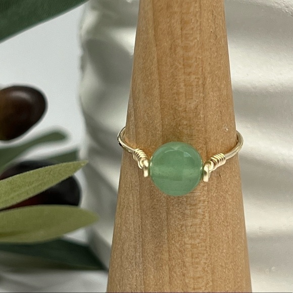 Aventurine Gemstone 14K GF or Sterling Silver Ring Soft Green - Picture 8 of 14